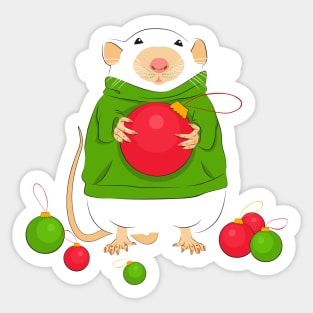 Mouse with a Christmas ball Sticker